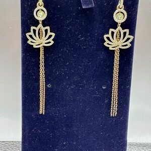 Elegant Gold Lotus Dangle Earrings